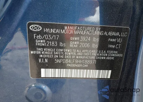 2017 Hyundai Elantra Value Edition from USA, damaged, VIN 5NPD84LF9HH188971